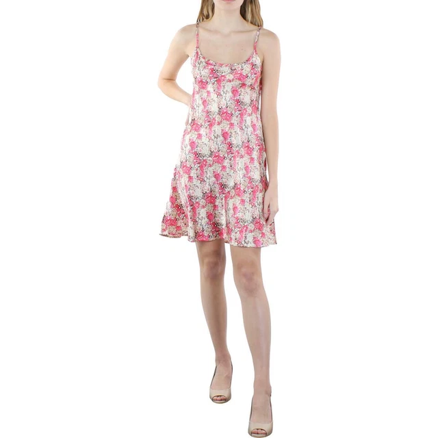 Richie House Womens Pink Satin Floral Sexy Slip M BHFO 2131