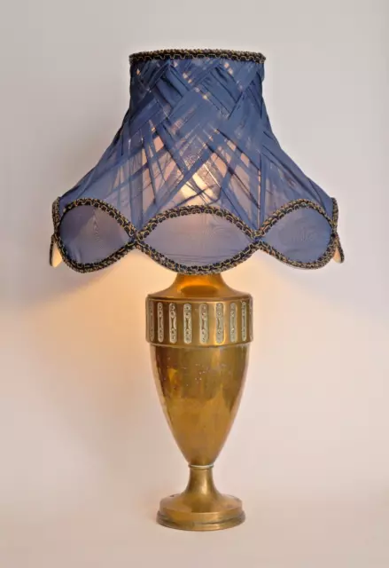 Jugendstil Lampe Messinglampe "AMPHORE BLEUE" Landhaus Tischlampe Leuchte