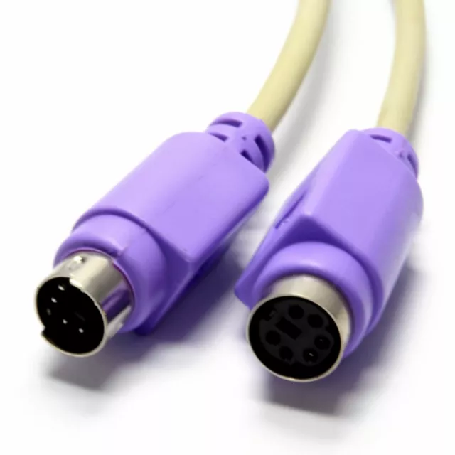 PS2 Keyboard Purple Extension Cable 6 pin Plug to Female Socket 3m