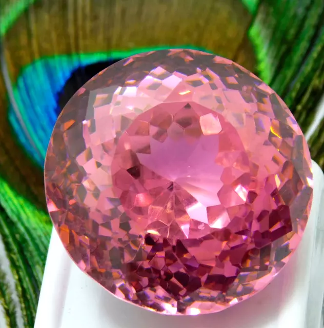 AAA 50 Ct+ Precious Natural Combodian Pink Zircon Round Cut Loose Gemstone