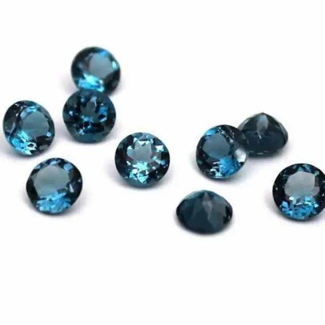 Lotto 50 pz topazio blu naturale Londra topazio 4 mm sfaccettato rotondo taglio sfaccettato taglio