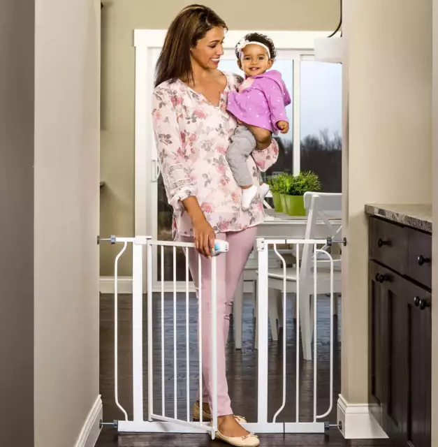 Extra Wide Baby Gate, 29"-38.5" with Walk Through Door, For Ages 6 to 24 Months