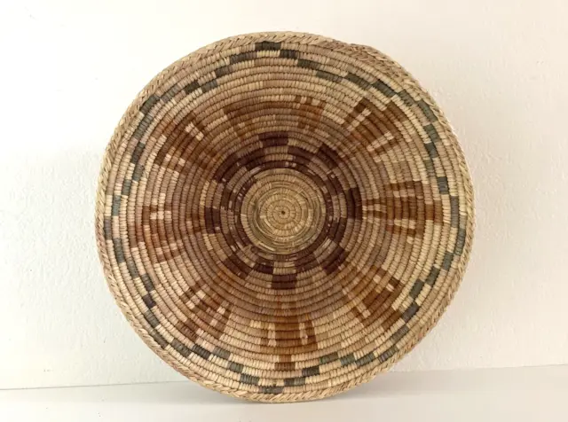 Large Vintage African Hand Woven Grass Coil Basket 15" Figural