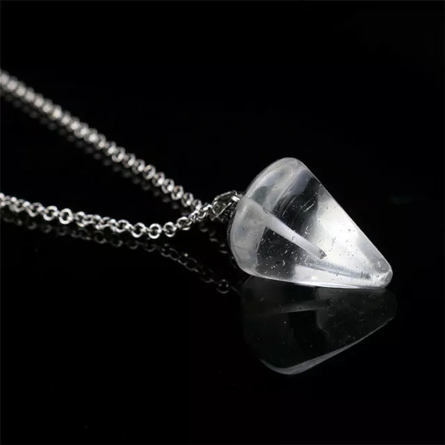 Natural Gemstone Crystal Quartz Healing Pendulum Pendant Chakra Chain Necklace