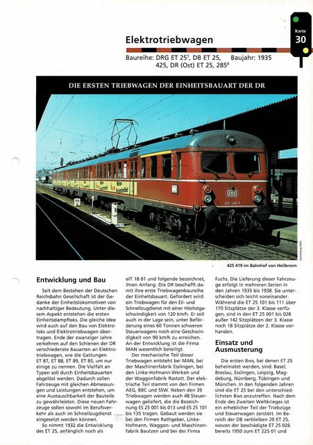 BAUREIHE DRG ET 25 1, DB ET 25, 425, DR (Ost) ET 25, 285 0