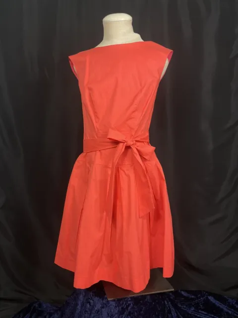 Shoshanna Fit And Flare Pleated Dress Orange / Coral Size 0