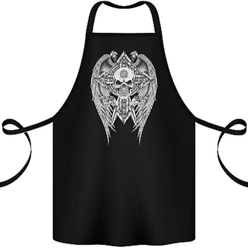 Skull Wings Viking Gothic Wings Gym Biker Cotton Apron 100% Organic