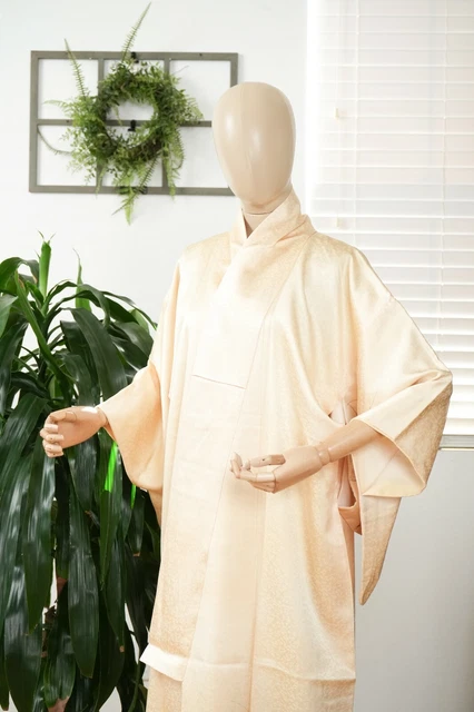 Dear Vanilla Japanese Silk Kimono Women's Robe Gown Authentic Japan Vintage Mint 2