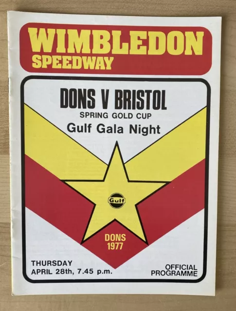 Wimbledon v Bristol 28 April 1977 Speedway Programme