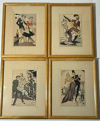 French Art Deco Lithographs Andre' Hofer Dance of the Ages Collection Framed (4)