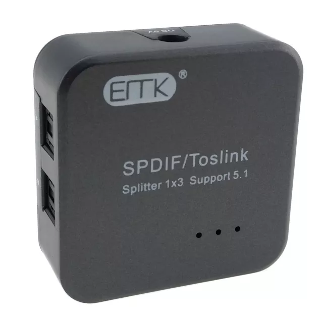 SPDIF Toslink Splitter 1 to 3 Way Optical Output Digital Audio Surround Adapter