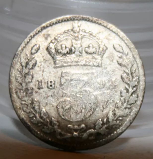 Three Pence, 3 Pence,sehr alt,Großbritannien, 1894 "Queen Victoria" 925er Silber