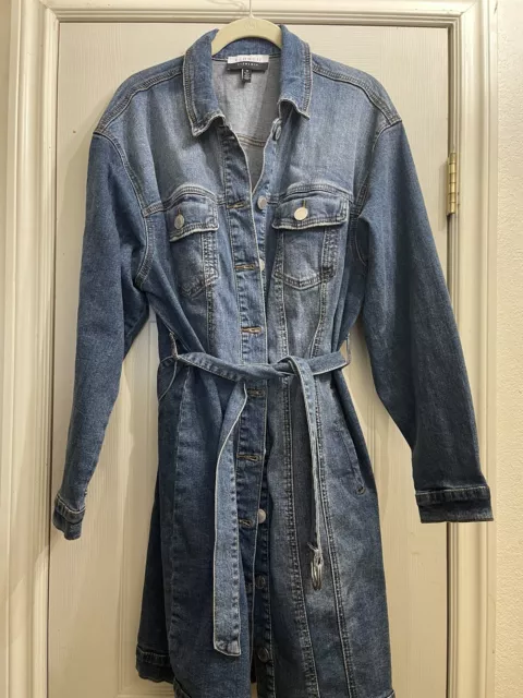 Nwot Eloquii Elements WOMENS PLUS Belted Denim Jacket Coat Buttons Size 20