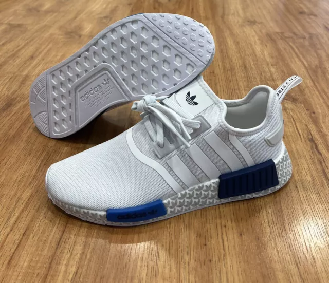 NWT Adidas Originals NMD R1 Ultra White Royal Blue Mens Boost Sneakers GY7368