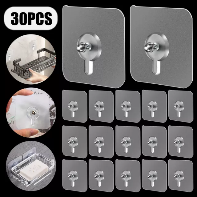 30 Pcs Seamless Self Adhesive Hanging Nail Screw Stickers Punch-free Wall Hooks