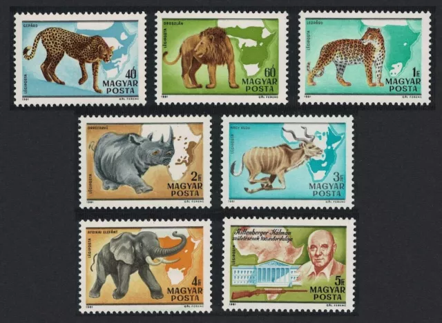 Hungary Wild African Animals Mint NH 7 val set Cplt #C427 A-G Lions, Elephant, +