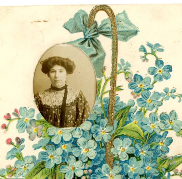 Postcard RPPC & colour printed lady portrait flower social history c1910 #92