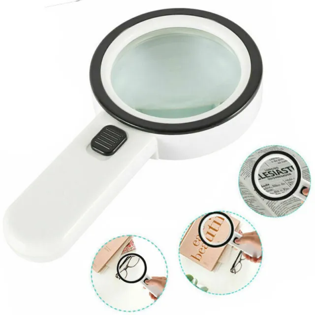 Magnifying Glass 30X Large 12 LED Light Handheld Reading Magnifier