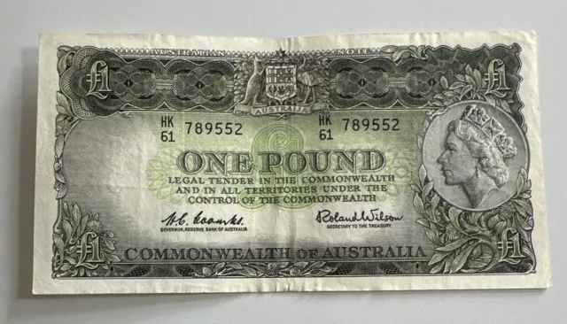 Australia 1961 £1 One Pound Coombs/ Wilson Reserve Banknote