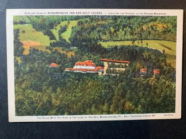 Postcard Mountainhome PA - Aerial View of Monomonock Inn and Golf Course