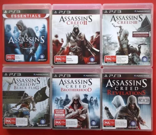 ASSASSINS CREED Bundle 1, 2, 3, Black Flag, Rogue, Revelations PlayStation  3 PS3