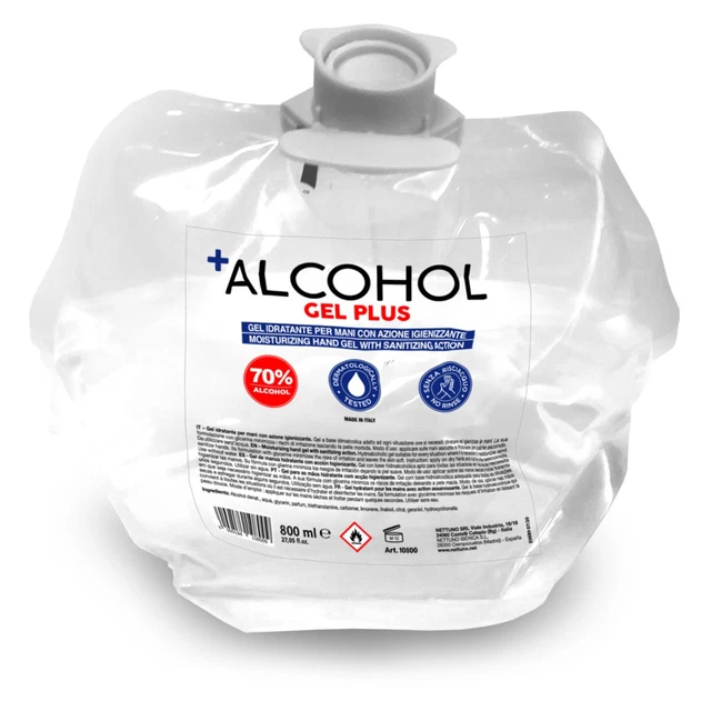 Nettuno Alcohol Alcol Gel Plus Igienizzante Idratante Per Mani Ricarica 800 Ml.