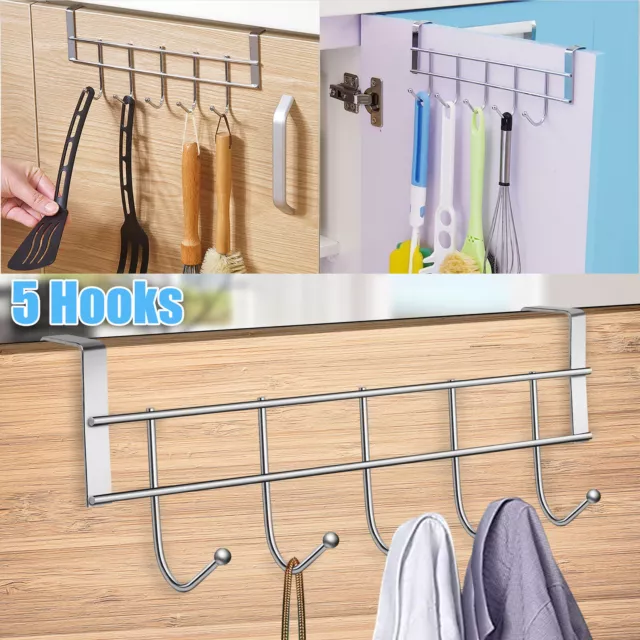 Over the Door 5 Hooks Rack Home Bathroom Metal Towel Hanger for Clothes Coat Hat