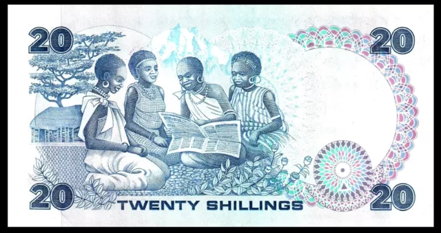 🇰🇪 Kenya  20 Shilling Banknote, 1987 , P#21, Au  Banknote