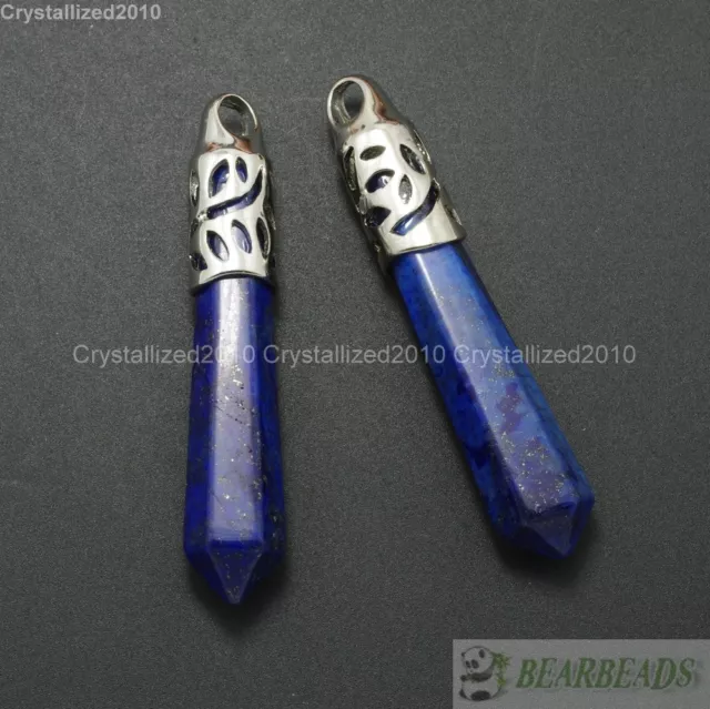 Natural Gemstone Long Hexagonal Pointed Reiki Chakra Healing Pendant Beads Pick
