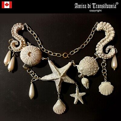 luxury jewelry necklace vintage style pendant woman antique starfish shell pearl