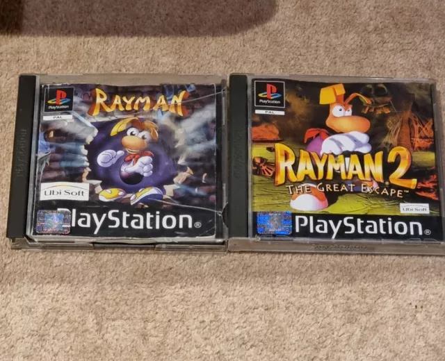 Rayman 1  And Rayman 2 The Great Escape - PS1 - Playstation Bundle