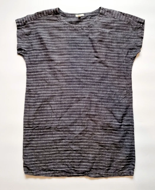 Eileen Fisher Damen-Wechselkleid Bio-Leinen Größe M gestreift