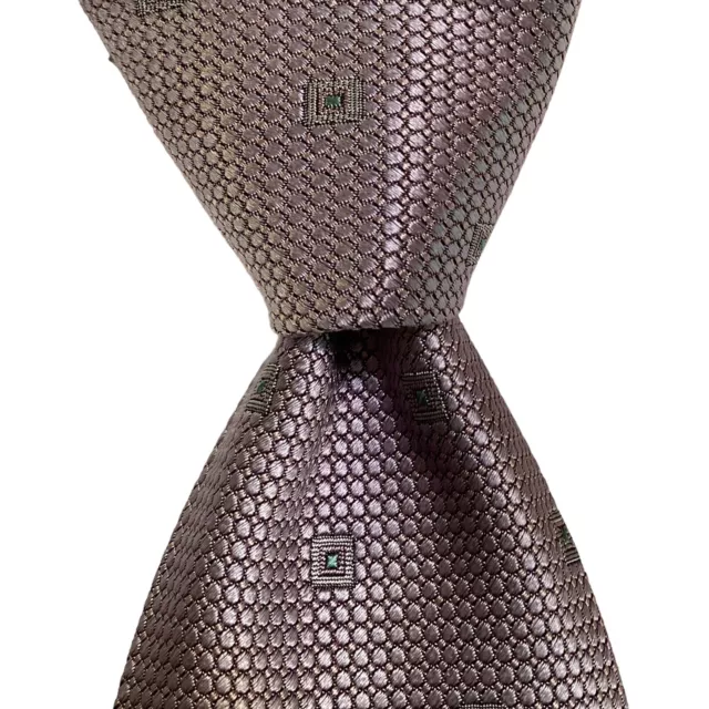 MASSIMO BIZZOCCHI by KITON Men's Silk Necktie ITALY Luxury Geometric Purple GUC