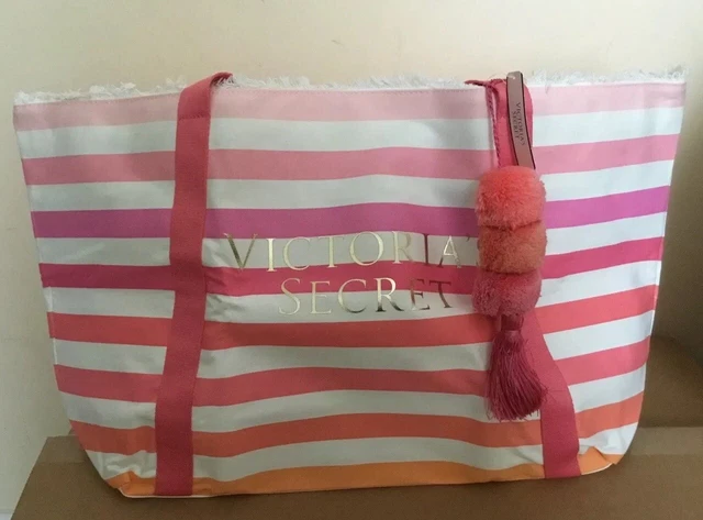 Victoria’s Secret Women Weekender Beach bag tote Handbag Pom Pom Tassel New