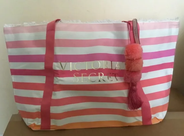 Victoria's Secret femmes week-end plage sac fourre-tout sac à main pom pom gland neuf