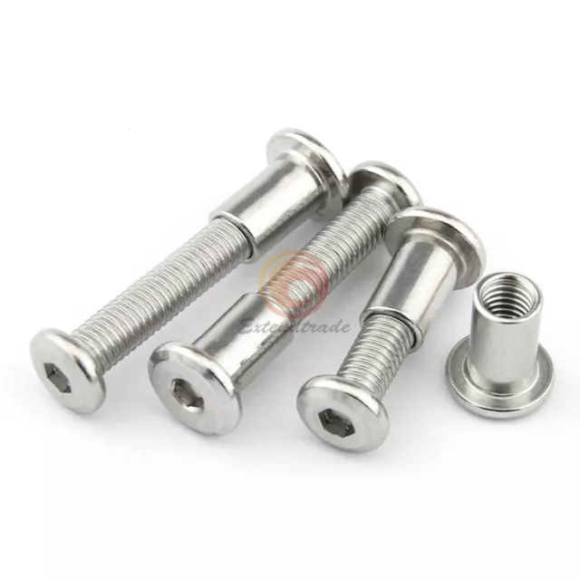 M6 M8 Plat Tête Hexagonale Douille Vis 304SS Meubles Connecteur Boulon & Écrou