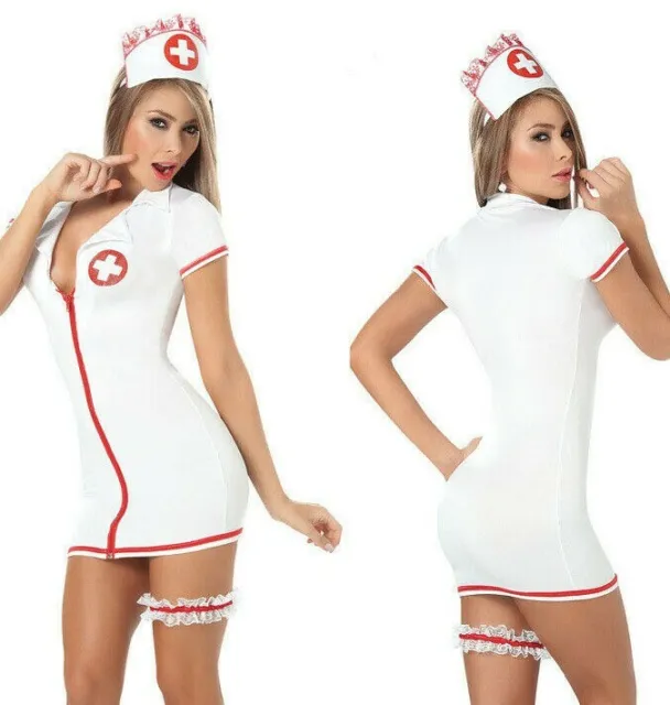 Sexy Lingerie Nurse One Piece Costume Nightwear Dress Babydoll Gstring Underwear