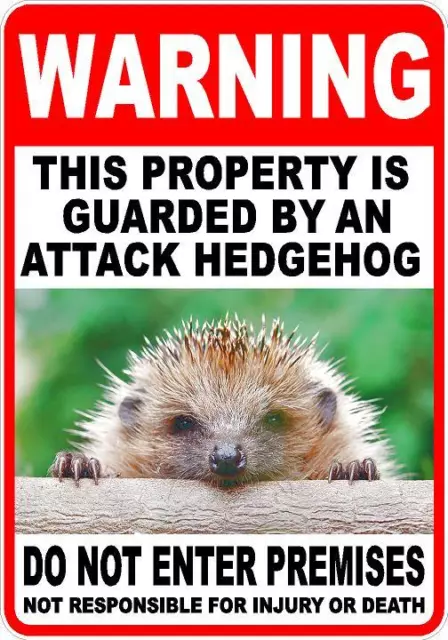 WARNING ATTACK hedgehog Pet Guard on Duty  sign vinyl lettering