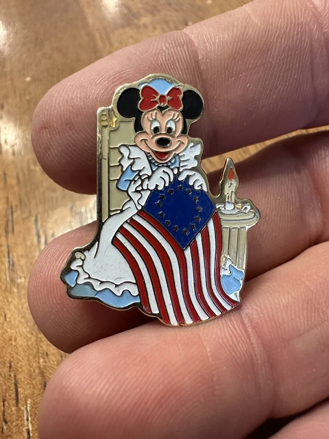 Vintage Walt Disney Lapel Pin 1989 Minnie Mouse Betsy Ross Flag Eastman Kodak