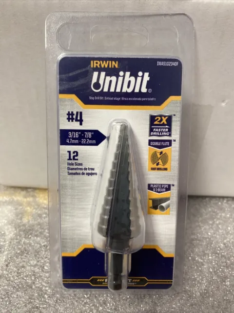 Irwin Unibit Drill Bit IWAS10234DF #4 3/16-7/8 NEW