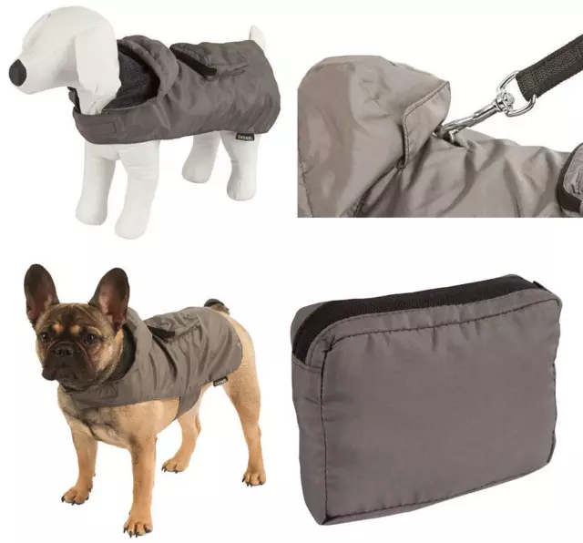 Hundejacke Regenmantel Seattle  leichter Regenmantel im Taschenform grau NEU