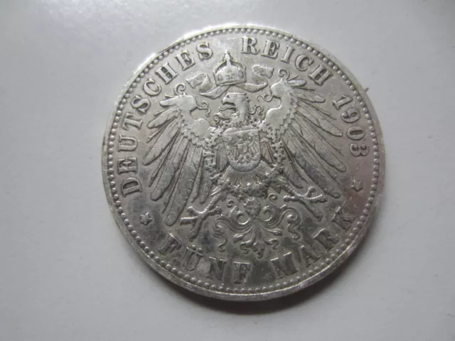 5 Mark 1903 A Silber 900 Wilhelm II Preussen Deutsches Reich