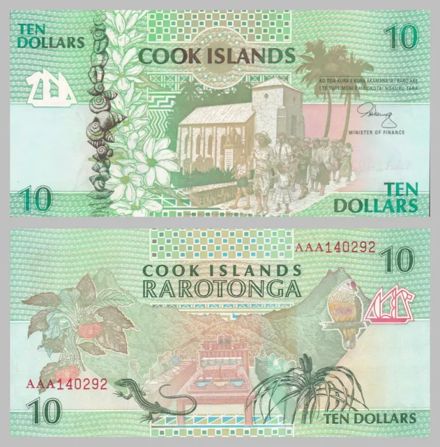 Cook Inseln / Cook Islands 10 Dollars 1992 p8a unz.