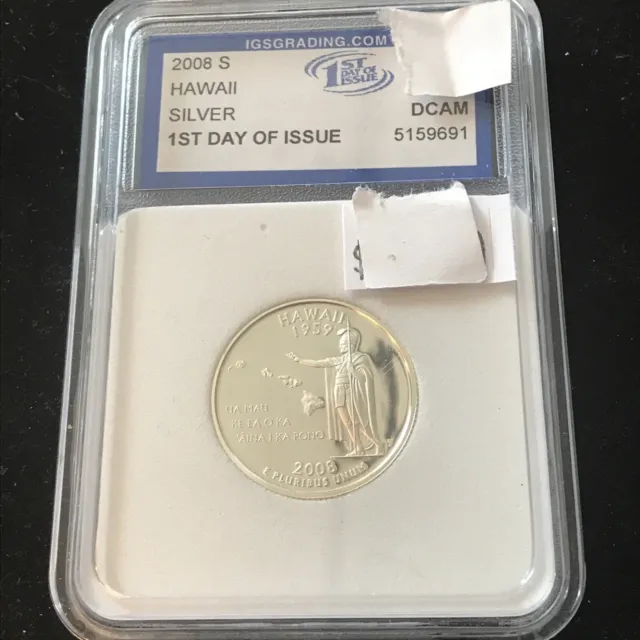 2008S 1st Day Issue Hawaii Silver Slab UNC Coin Proof DCAM High Grade MS Quarter