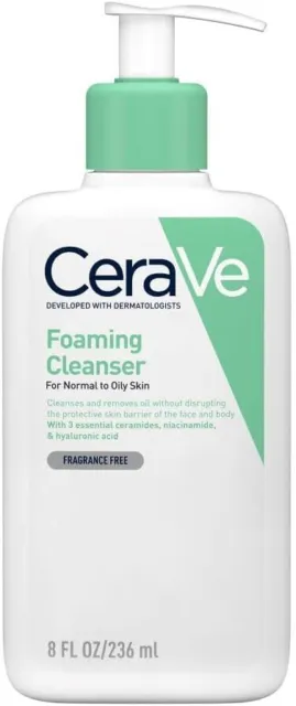 CeraVe Foaming Cleanser for Normal to Oily Skin 236ml with Niacinamide and 3 Ess