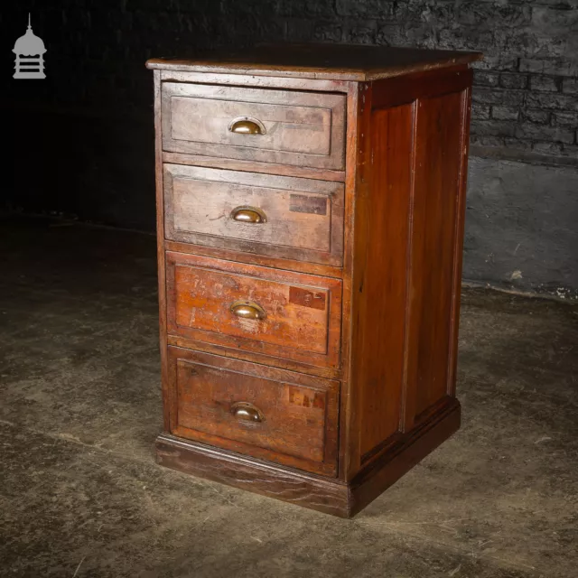 Industrial Pine Topped Mahogany Chest of Drawers With Brass Cup Handles