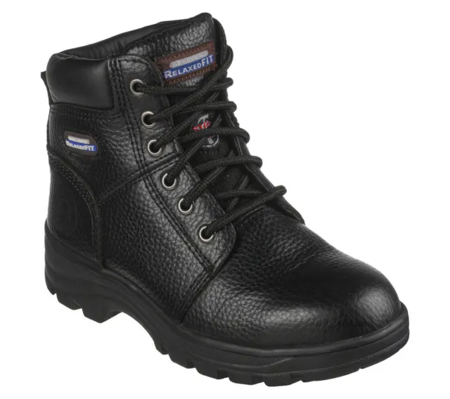 Boot Black Women Skechers Work Shoes Wide Memory Slip Resistant Steel Toe 76561 3