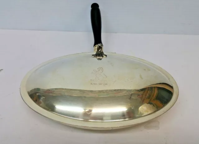 Antique, Ashtray Silent Butler Silver On Copper F.b.rogers # 88 Wood Handle Rare 2