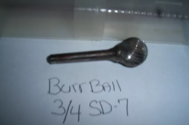 SD 7 Carbide Steel  3/4 Inch Burr Ball With 1/4 Shaft