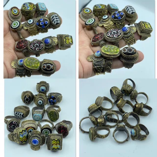 Sell a lot of UNIQUE RARE ANCIENT BRONZE PHOENICIAN ROMAN GLASS 10 RING 300BC 2